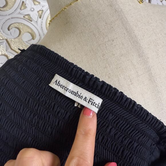 Abercrombie & Fitch | Black Poplin Ruffle Sleeve Tiered Midaxi Maxi Dress Large - Picture 9 of 9